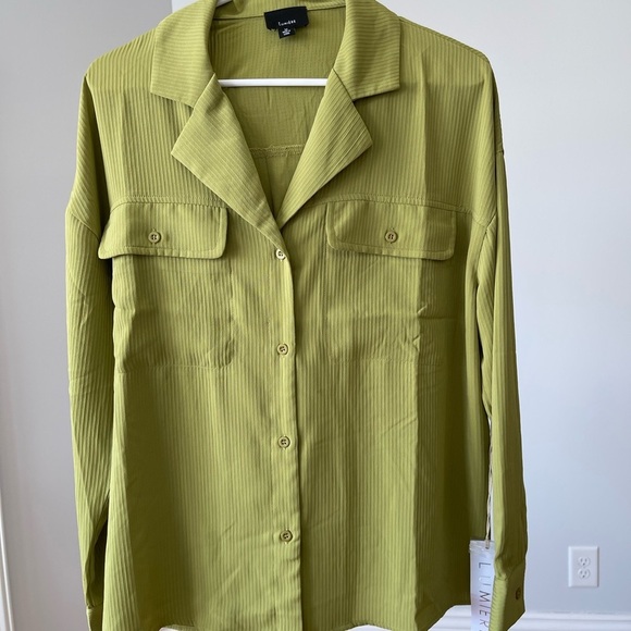 Lumiere New with tags size Medium green office career business blouse button up - Picture 8 of 13